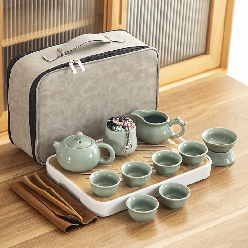 

Portable Ceramic Kung Fu Tea Set with Travel Bag