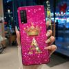 Case For TCL 205 4187D Bumper Black Silicone Shockproof Soft Casing Lucky Exclusive Initial Letter Luxury Crown Pattern Cover