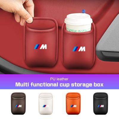 For M E36 E39 E46 E90 E91 F48 F25 F10 F20 F40 X1 X3 X5X6 X7 G01 G02 Leather Car Cup Holder Seat Back/Door Drinks Storage Box