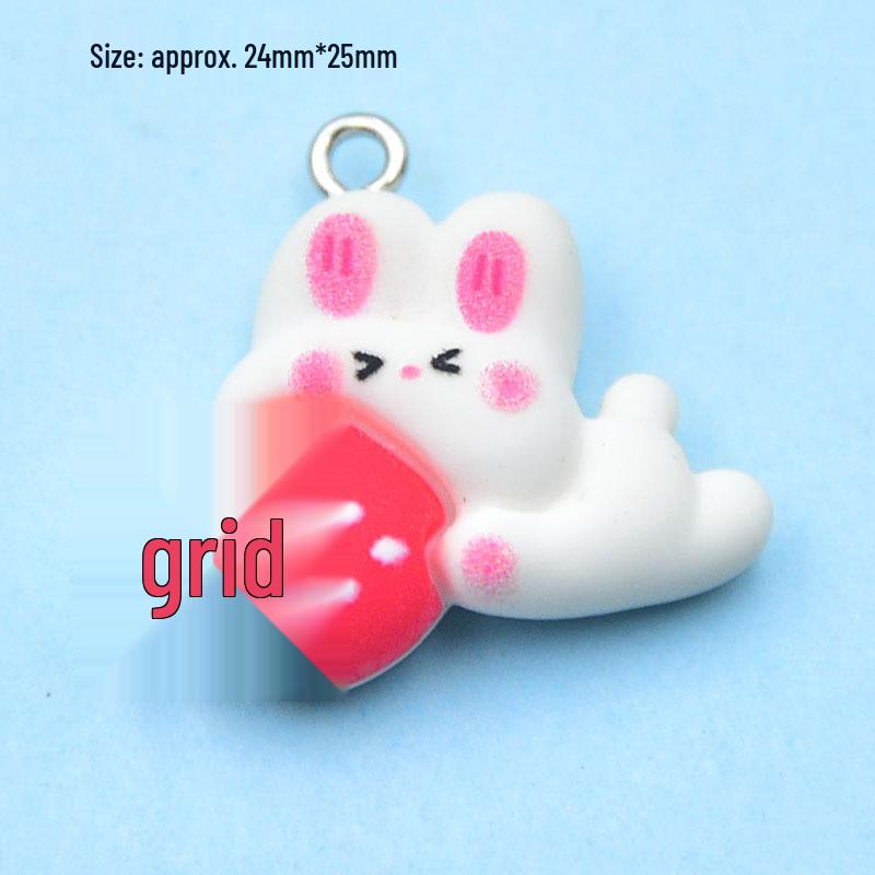 Colorful Resin Strawberry Rabbit Charm Earring & Keychain Accessory - DIY Jewelry