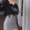 2024 Dark Style Dragon Pattern Women's Crop Top Sweatshirt - Hip Hop Loose Long Sleeve