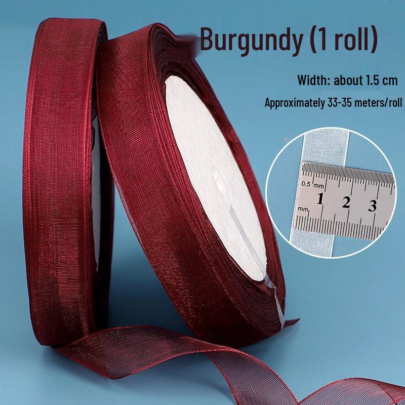 1.5cm Transparent Snow Yarn Ribbon for Gift Wrapping, DIY Crafts, Hair Accessories, and Chiffon Projects.