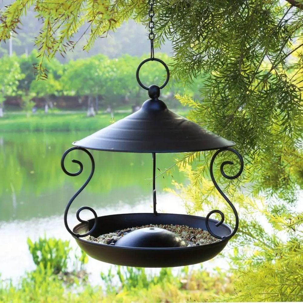 Rainproof Bird Food Dispenser Windproof Bird Feeding Tray Garden Decor Bird Water Bowl  Outdoor