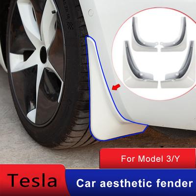 Guardabarros para Tesla Model 3/Y 2022 Accesorios Guardabarros Protectores contra Salpicaduras Aleta Negro Mate Fibra de Carbono ABS