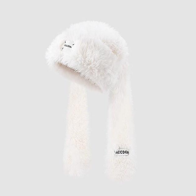 Cute Long Eared Winter Hat With Scarf For Girls Warmth And Windproof Protection