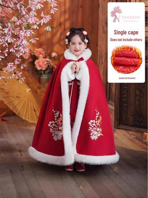 Winter Hanfu Cape voor Meisjes: Gevoerde Chinese Prinsessenjurk & Tangpak voor Baby's en Kinderen.