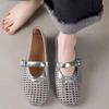 2025 European Genuine Leather Breathable Mary Jane Shoes with Openwork Design