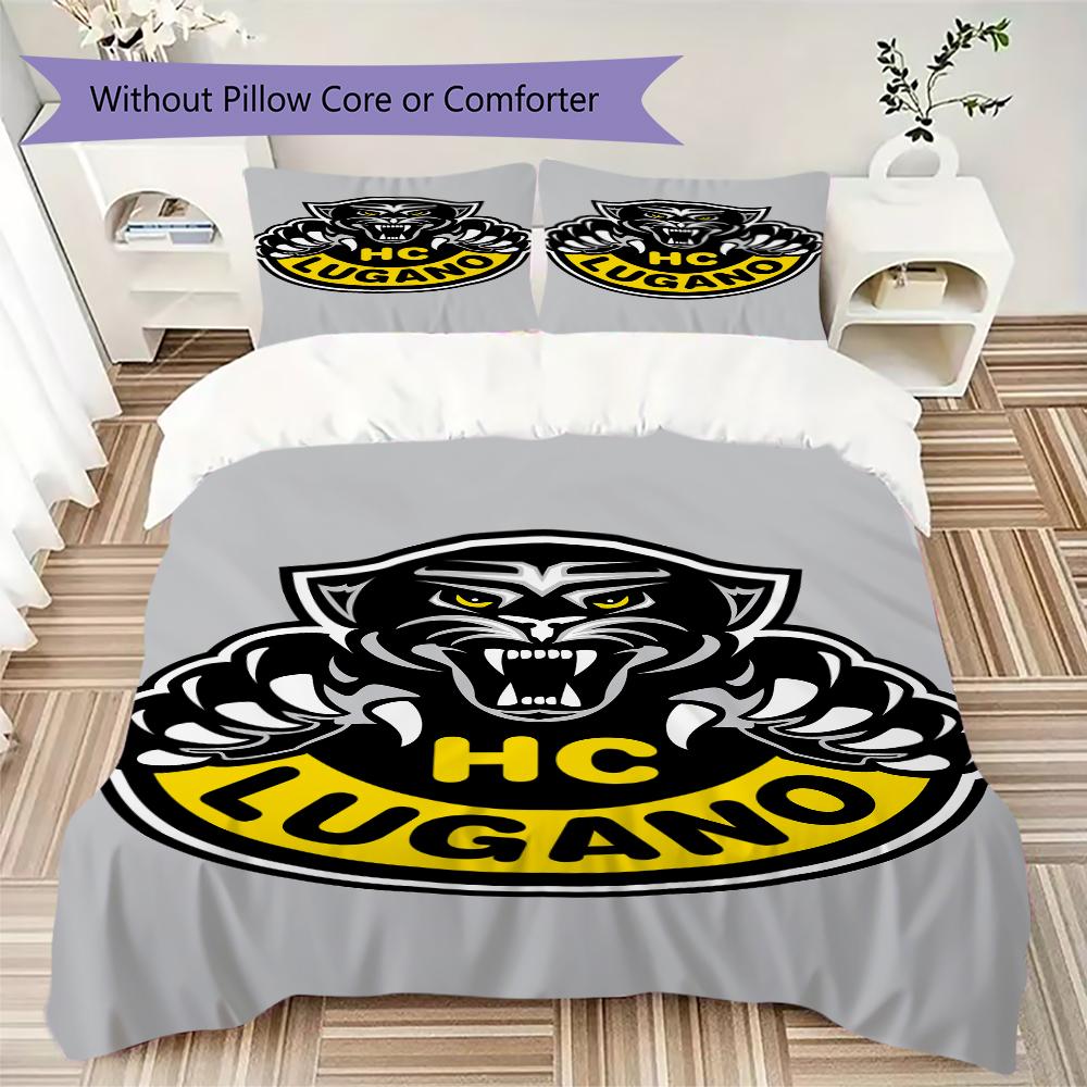 Biancheria da letto con motivo Hockey Club Lugano, Set piumone Copripiumino Federa Regalo di compleanno per la casa(1 * copripiumino + 2 * federa, senza nucleo)_lx