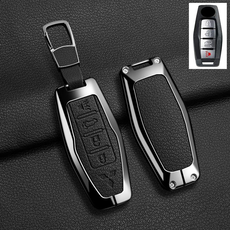 Car Control Remote Key Case Cover For Mitsubishi Outlander 2022 - 2024 2 3 4 Buttons Zinc Alloy Leather Keychain Accessories