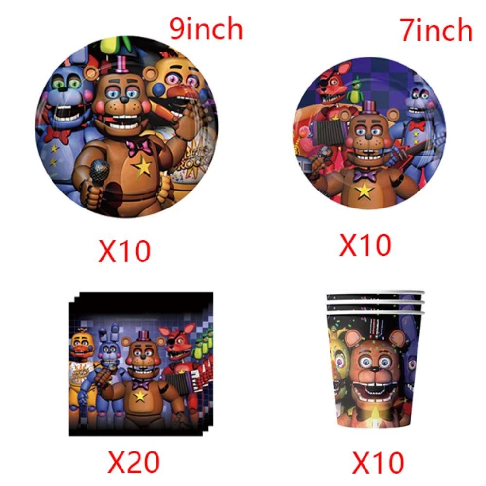 FNAF Five Nights Freddyed Geburtstagsfeier Dekorationen Luftballons Teller Banner Geschirr Set für Babyparty Gastgeschenke Kinder Geschenke