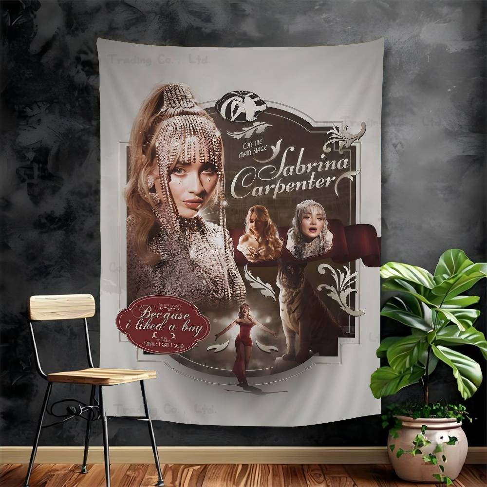 Modern Fashion Singer Sabrina DIY Wall Tapestry Hippie Flower Wall Carpets Dorm Decor Wall Art Decor