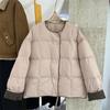 Women's Korean Style Collarless White Duck Down Jacket - Warm, Versatile, Trendy Winter Fashion