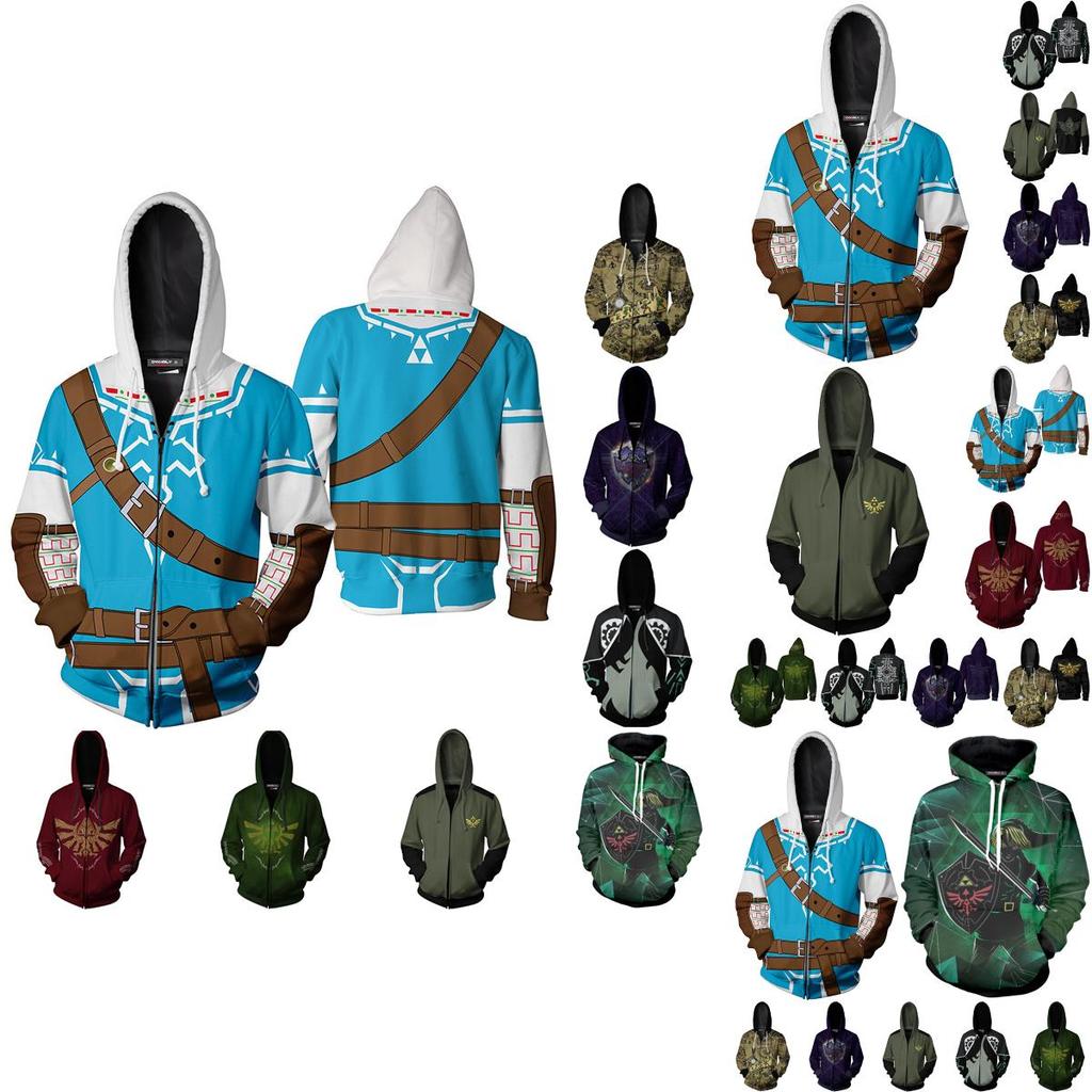 Spiel The Legend Of Zelda Cosplay Hoodie 3d Reißverschluss Sweatshirt Jacke Für Ultimativen Komfort