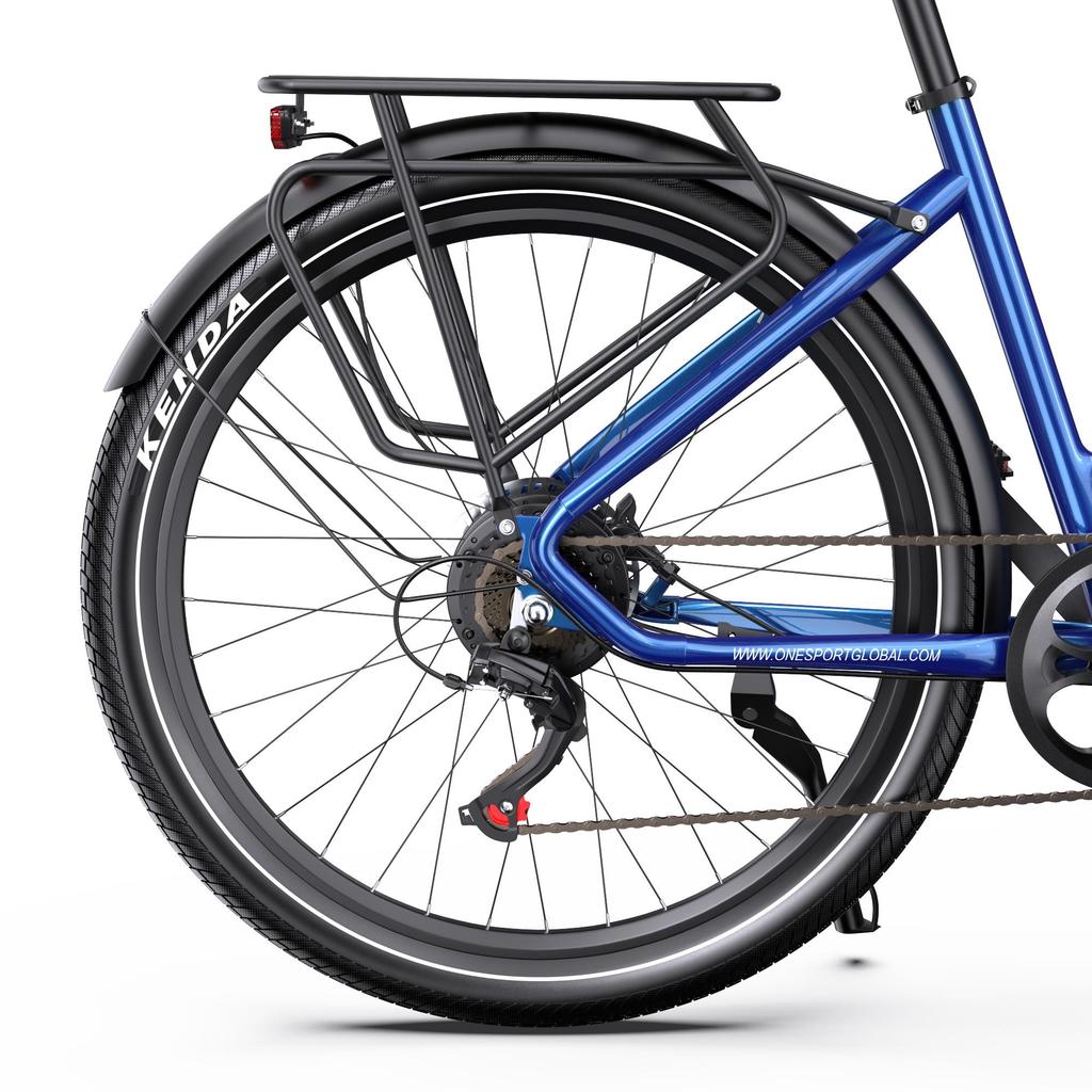 OT05 Bílá/Šedá/Modrá 250W Motor, 36V 18.2AH Baterie, Shimano 7 rychlostí, 27.5*2.25 Palcové Pneumatiky, Maximální Rychlost 25KM/H Elektrické Kolo
