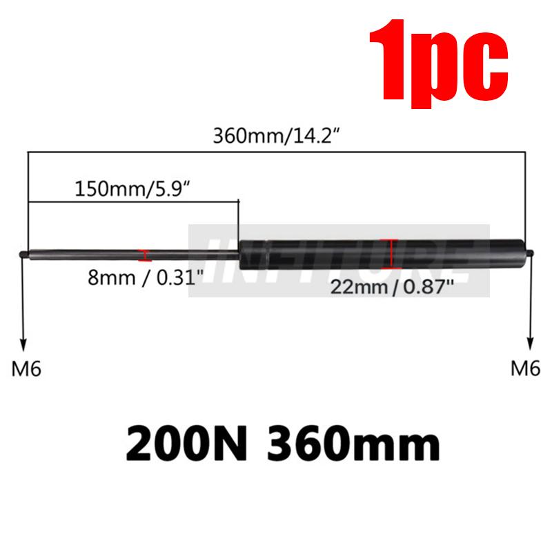 2pcs 360mm 460mm 200N M8 Universal Lift Support Front Bonnet Hooded Rear Tailgate Boot Shock Lift Strut Support Bar Gas Spring 1pc 200N 360mm