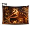Festive Home Decor Tapestry Christmas Tapestry, Winter Snow Scene Backdrop, Xmas Tree Fireplace Decorative Fabric for Wall Hanging Bedroom Living Room