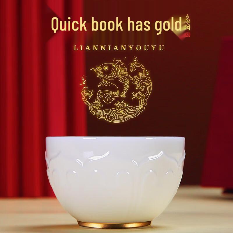 

Chaxun Mutton Fat Jade Porcelain Lotus Tea Cup Gift Set