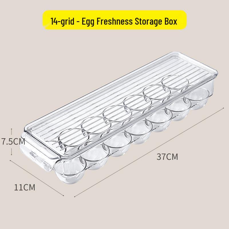 Refrigerator Egg Storage Box with Lid, Food-Grade Sealed Transparent Tray for Fresh-Keeping.