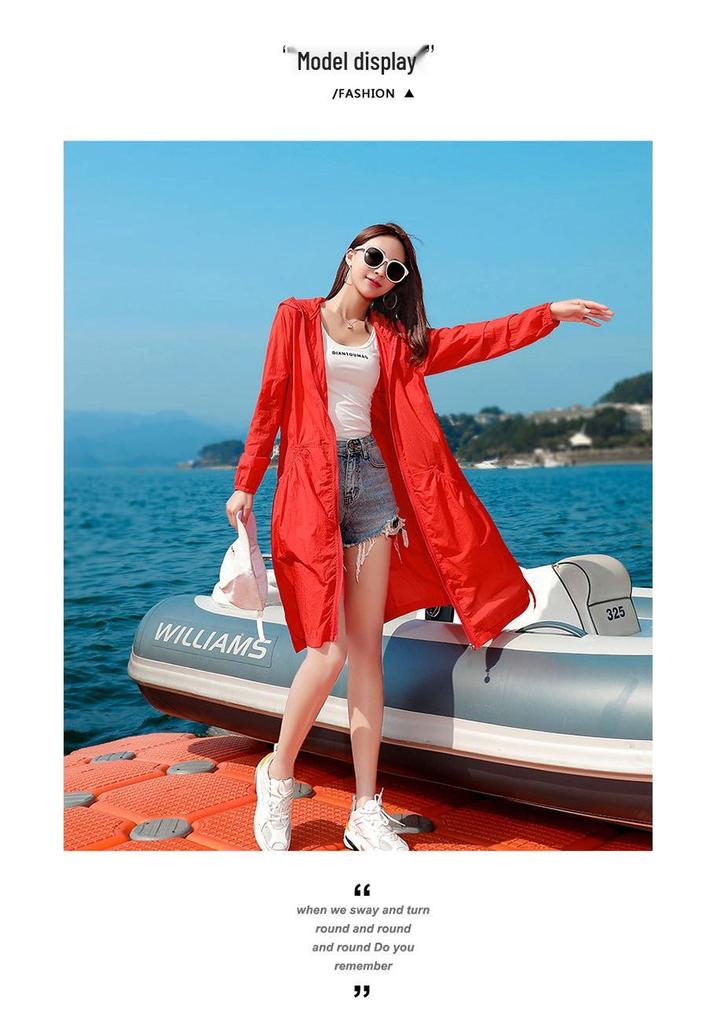 Damen Mittellange Anti-UV Sommerjacke - 2023 Atmungsaktiv Koreanischer Stil, Locker, Elegant und Dünnes Design