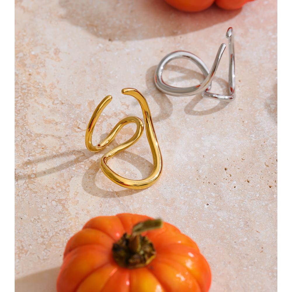 Yhpup Smooth Stainless Steel Geometric Open Ring Gold & Platinum Plated Trending Minimalist Adjustable Jewelry Wholesale