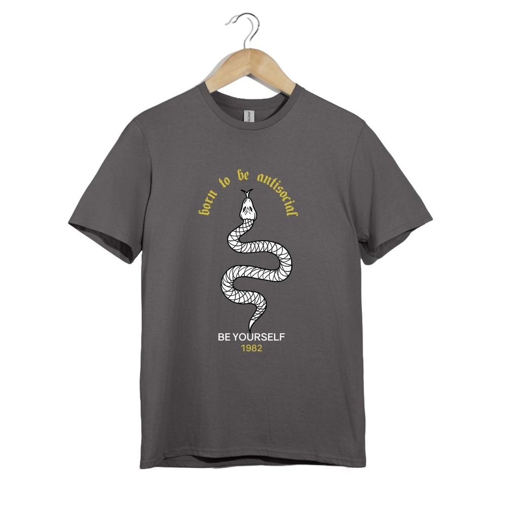 

Gothic Punk T Shirt Unisex Born To Be Antisocial Snake Retro 1982 Graphic Gift XL
