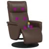 Foldable Massage Armchair with Footrest, Brown, Faux Leather