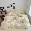 Washed Cotton Bedding Set Solid Color Brushed Bed Sheets Dorm Home
