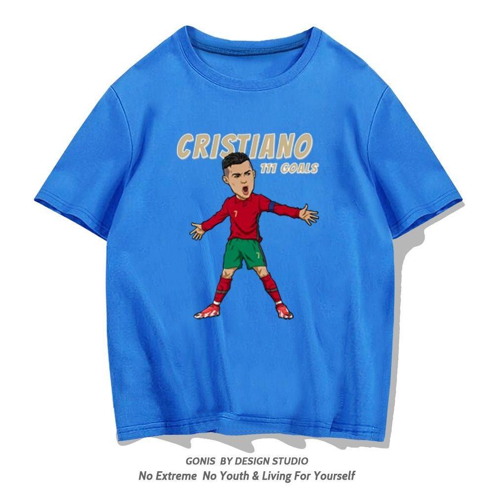 Cristiano Ronaldo Portugal Championship T-Shirt Boys Loose Trendy Soccer Short Sleeve Summer Fan Clothing Top