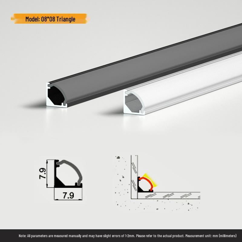 Dreieckiger V-förmiger LED-Lichtkanal, 45° Winkel, Hohe Helligkeit, Kein Nuten erforderlich, Lineare Seitenlichtquelle aus Aluminium.