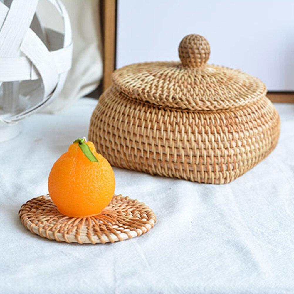 Natural Rattan Coasters Hand-woven Kitchen Decoration Accessories
