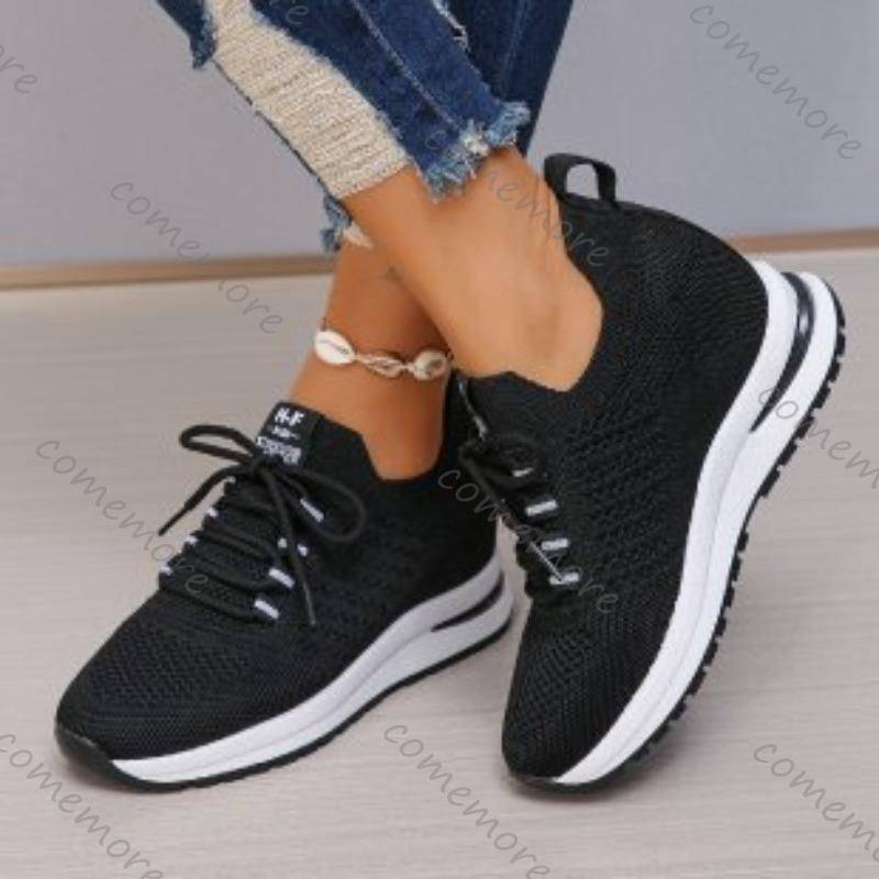 Fashion Comemore Inner Height Women's Shoes Spring Autumn New Mesh Breathable Platform Sneakers Casual Lace Up White Vulcanize Shoes