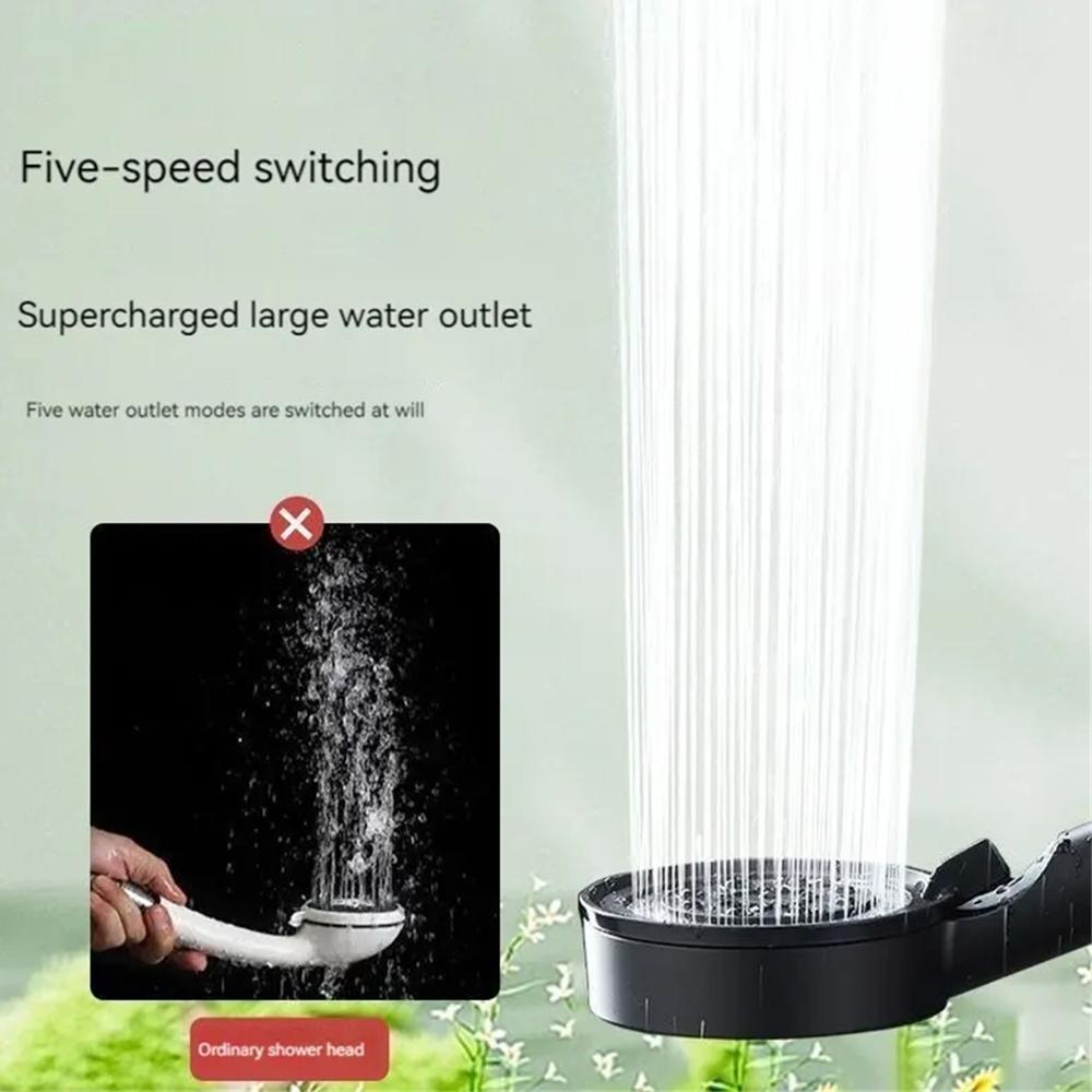 5 Modes Bathroom Shower Head Handheld HighPressure Water Saver Showerhead Portable Black Rainfall Massage Shower Nozzl