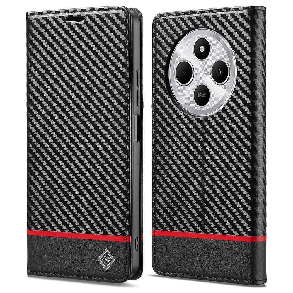 

LC.IMEEKE For Xiaomi Poco C75 4G/Redmi 14R 5G/14C 4G Case Carbon Fiber Texture Phone Cover Stand Card Holder Horizontal Stripe