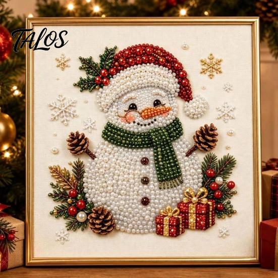 Decorative Holiday Artwork Xmas Faux Pearl Art Kit, DIY Santa Claus Painting Christmas 3D Bead for Adults Tree Reindeer Craft Set Adults, Home