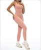 European & American One-Piece Brushed Yoga Bodysuit: Tight-Fitting, Slimming, Sports & Fitness Wear