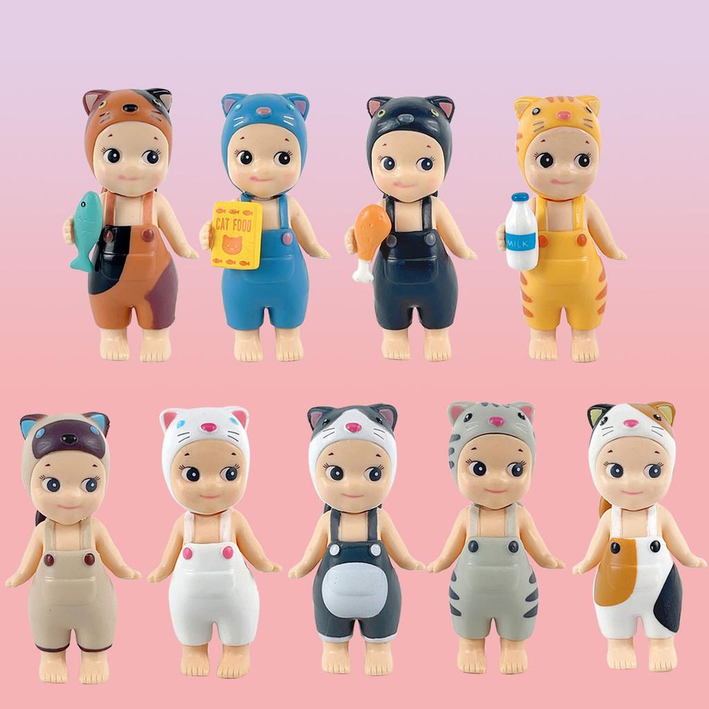 Sonny 9ks Anděl Mini Kočka Pvc Figurka Slepá Krabička Dárek Kombinéza Panenka Hračka Sada Dárek