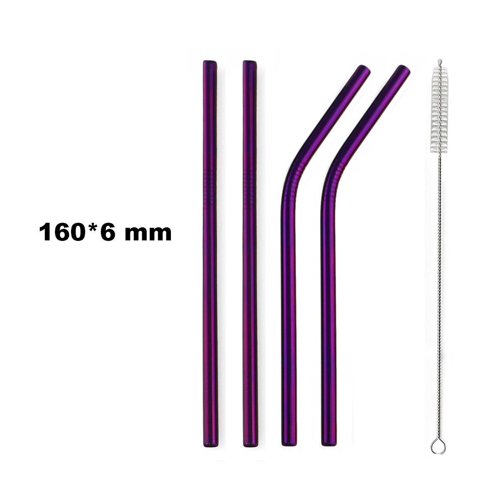 Fruit Juice Straws Mini 160mm Short Rainbow Stainless Steel Metal Straws Straight Bend Reusable Drinking Small 4Straw 1prush