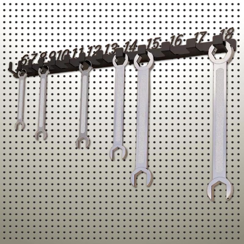 Workshop Wrench Storage Rack 6-18,19-32,6-32 Labeled Slots Option Heavy Duty Metal Wall Mount Organizers For Tools