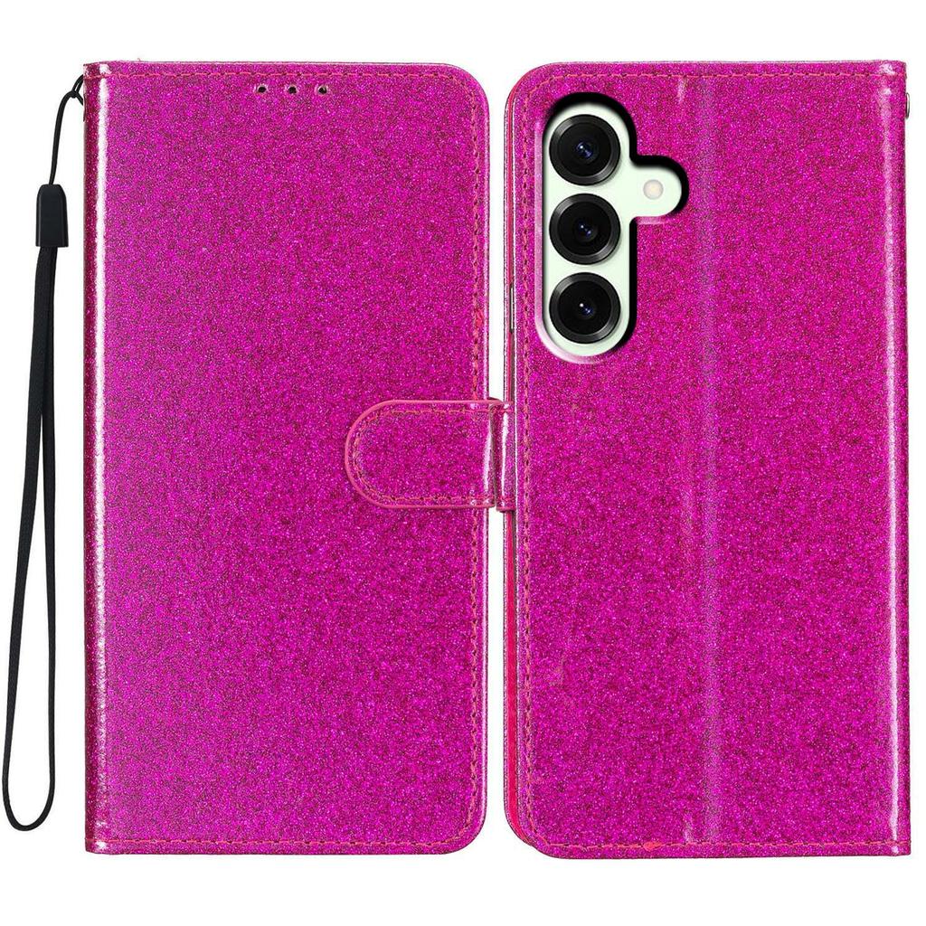 For Samsung Galaxy A17 Wallet Case Glitter Anti-Scratch Leather Stand Phone Cover with Strap