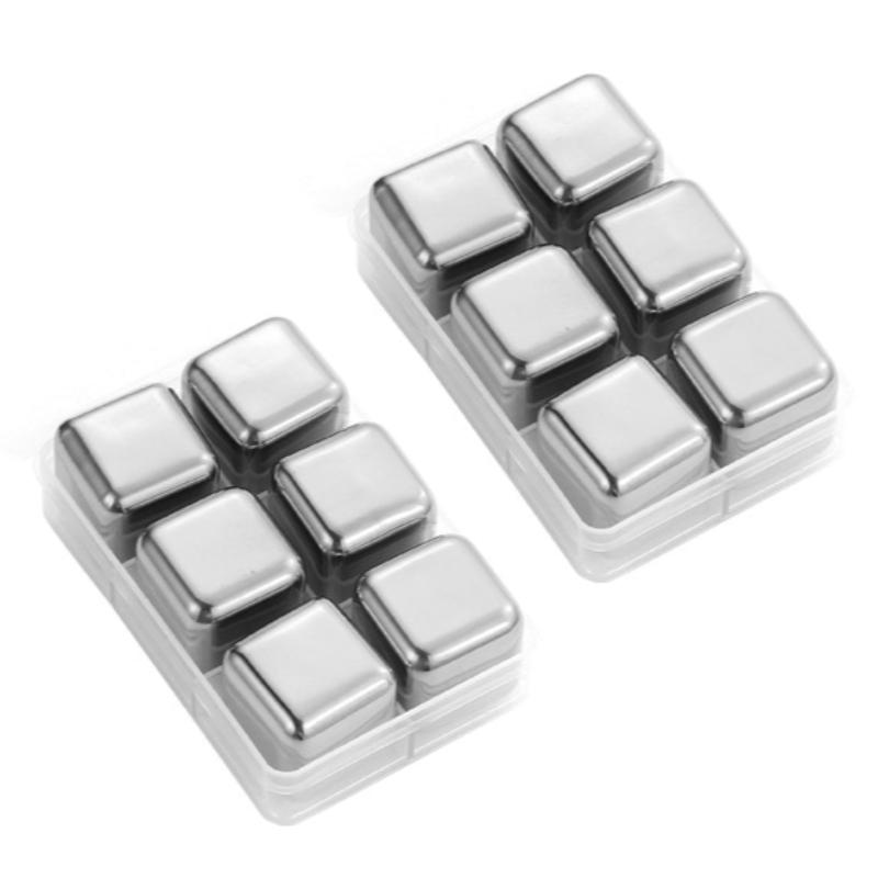 12/6/4/1/pcs Stainless Steel Ice Cubes Set Reusable Chilling Stones for Whiskey Wine Wine Cooling Cube Chilling Rock Party Bar Tool