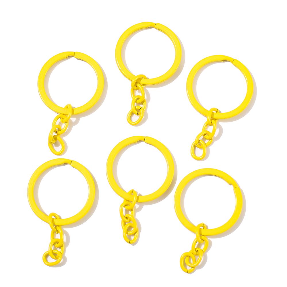 

5pcs/Lot 30mm Key Ring Key Chain 55mm Long Colorful Round Split Keychain Keyrings for DIY Jewelry Making Supplies Wholesale жовтий