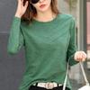 Fashion O-neck Long Sleeve Shirt Women Plus Size Cotton T-shirt Autumn Solid Loose All-match Office Lady Korean Clothes 10800 1135