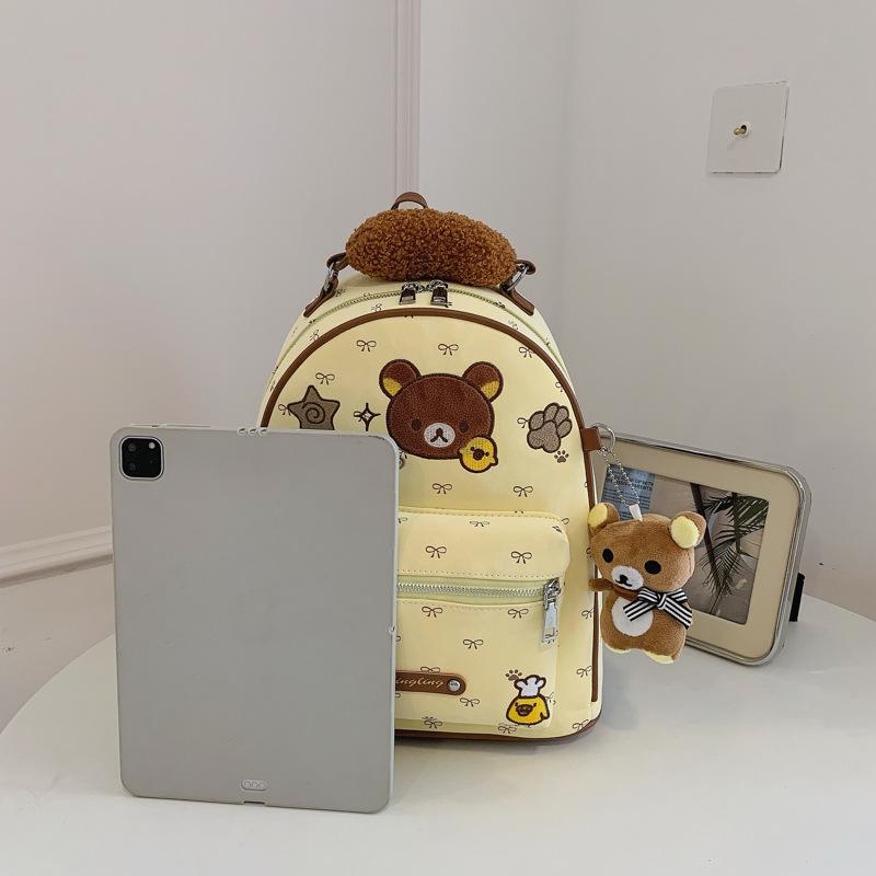 Schoolbag Star Large Capacity Out Commuter Student School Bag New Korean Cartoon Cute Bread Handle Bear Backpack