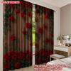 Set Of 2 Flat Printing Happy Valentine Day Drapes Theme Roses Digital Printed Polyester Festive Wall Curtains Made