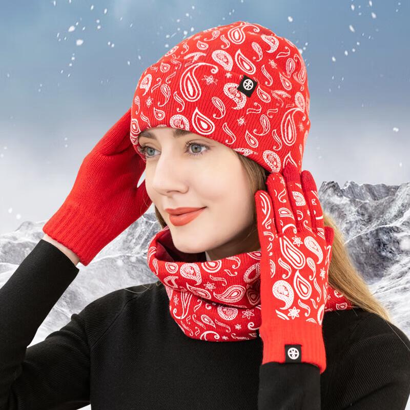 Autumn/Winter Paisley Knitted Hat, Scarf & Gloves Set