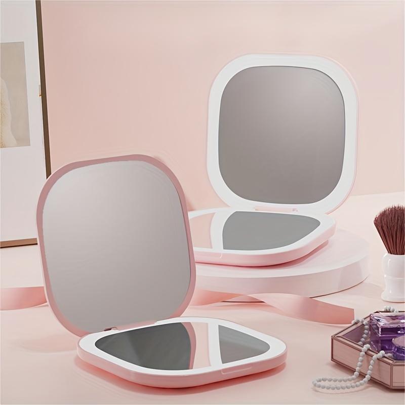 Led Lighted Compact Mirror With 1X/2X/3X Magnification 3 Color Light Portable Mini Pocket Double Side Folding Makeup Vanity Mirror For Purses And Gift