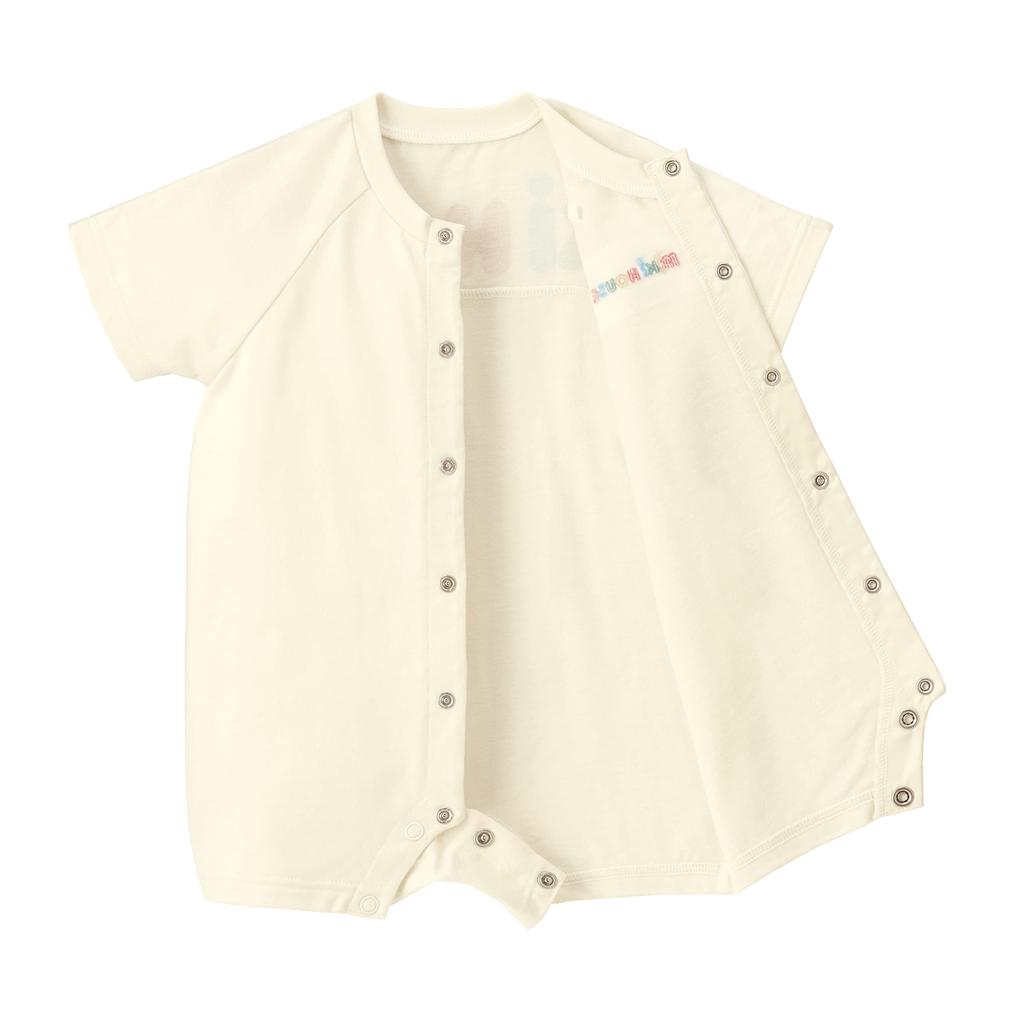 Shortall Short Made In Baby White [Miki House] Romper, Sleeve, Logo, Plain, Japan, Boys, Girls, Baby, Clothes, Baby, Sustainable, 10-1305-493, 80cm,