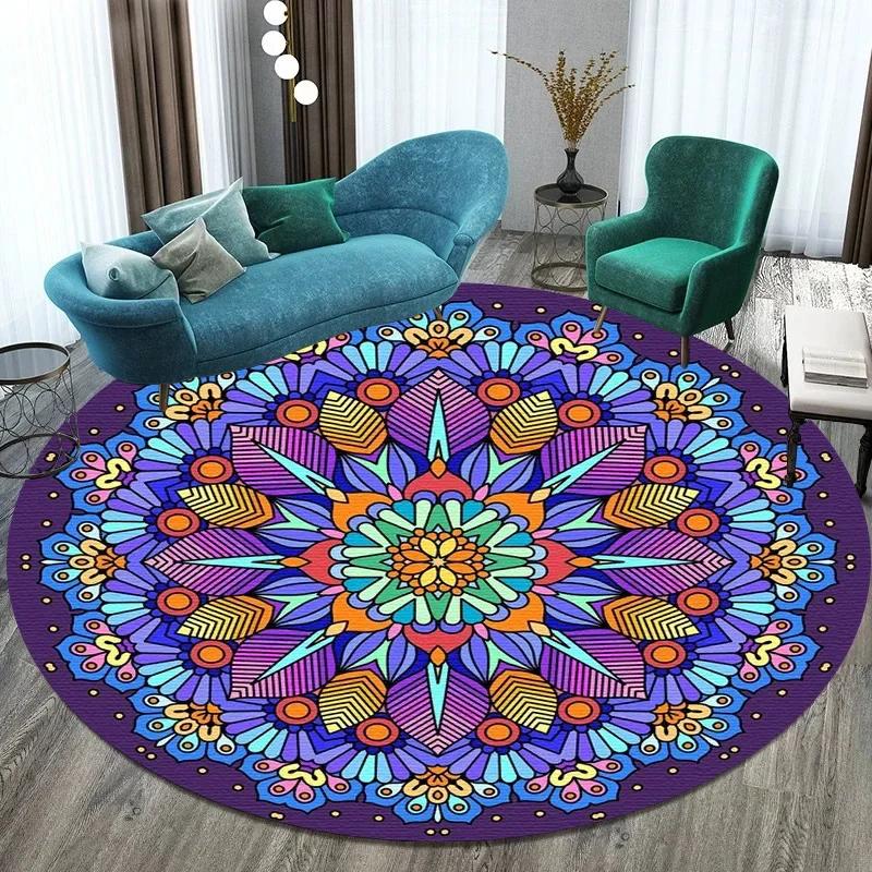 Bitcoin Round Carpet Anti-Slip Circle Area Rug Large for Home Living Room Floor Mat Bedroom Decor Chair Drum Rug Chair Doormat
