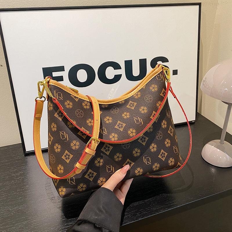 Premium Texture Retro Printed Tote Bag Women's New Handbag Fashionable Versatile Single Shoulder Messenger Women's Bag