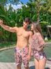 Cross-Border Conservative Couples' One-Piece Swimsuit: Slimming, Tummy-Covering Beachwear with Long Sleeves for Men & Women.